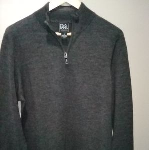 Jos. A.Bank 100% Traveler Merino Wool Sweater Medium Grey 1/4 Zip